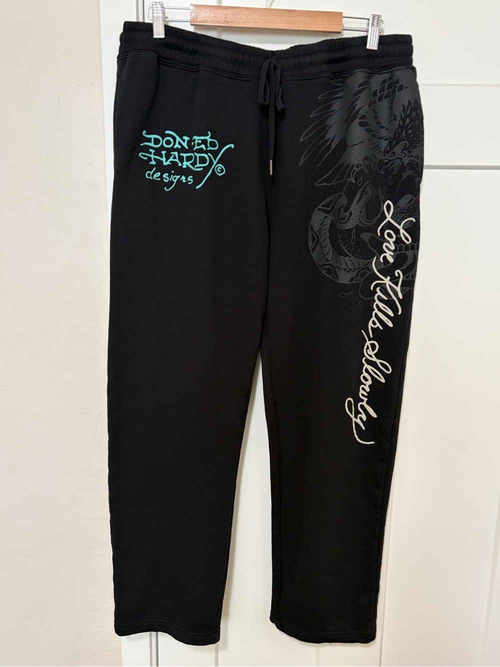 Ed Hardy Crawling Tigers Wide Leg Pant Black Size XL - Picture 4 of 12